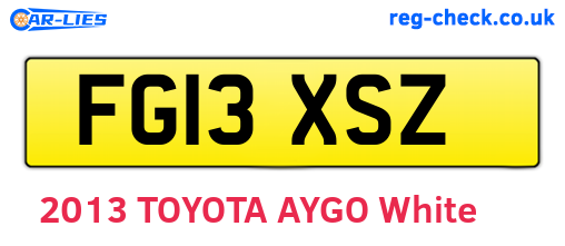 FG13XSZ are the vehicle registration plates.