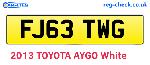 FJ63TWG are the vehicle registration plates.