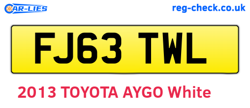 FJ63TWL are the vehicle registration plates.