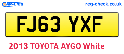 FJ63YXF are the vehicle registration plates.
