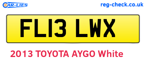 FL13LWX are the vehicle registration plates.