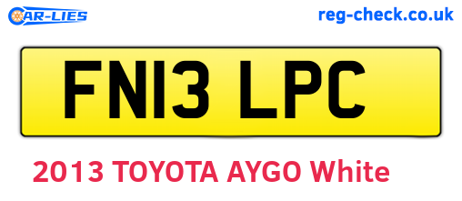 FN13LPC are the vehicle registration plates.
