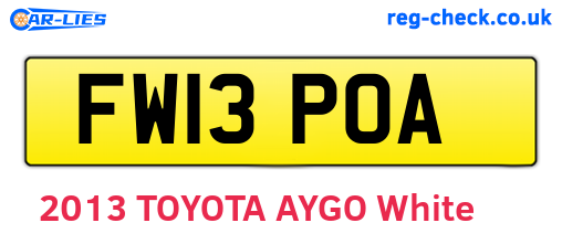 FW13POA are the vehicle registration plates.