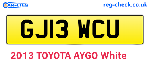 GJ13WCU are the vehicle registration plates.