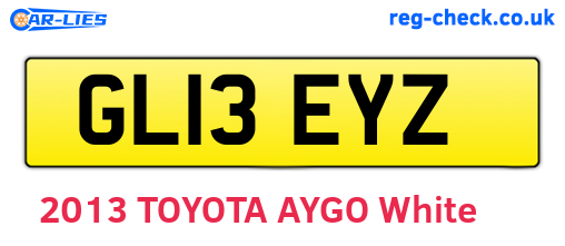 GL13EYZ are the vehicle registration plates.