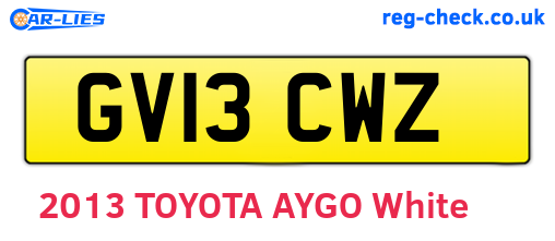 GV13CWZ are the vehicle registration plates.