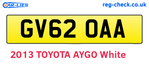 GV62OAA are the vehicle registration plates.