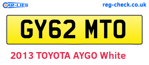GY62MTO are the vehicle registration plates.