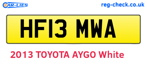 HF13MWA are the vehicle registration plates.