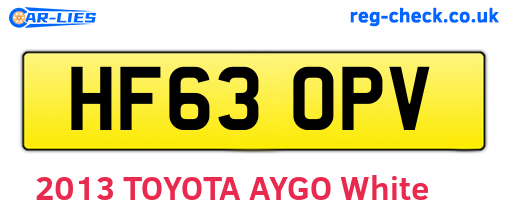 HF63OPV are the vehicle registration plates.