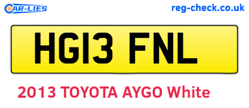 HG13FNL are the vehicle registration plates.