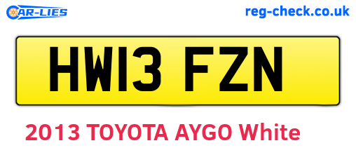 HW13FZN are the vehicle registration plates.