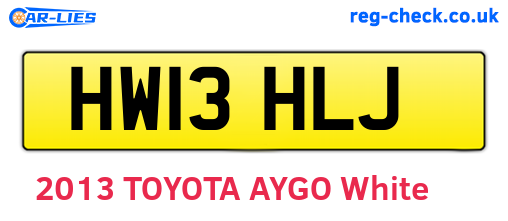 HW13HLJ are the vehicle registration plates.