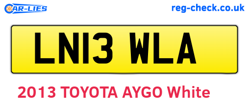 LN13WLA are the vehicle registration plates.