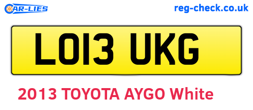 LO13UKG are the vehicle registration plates.