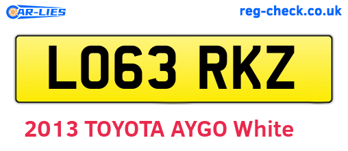 LO63RKZ are the vehicle registration plates.