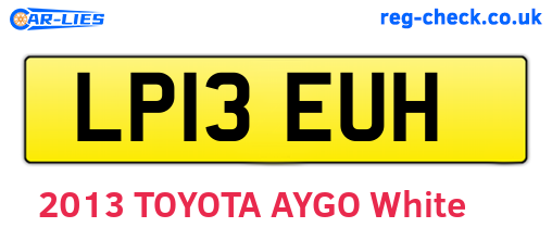 LP13EUH are the vehicle registration plates.