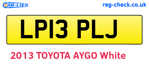 LP13PLJ are the vehicle registration plates.