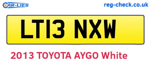 LT13NXW are the vehicle registration plates.