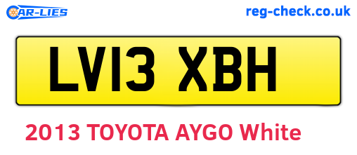 LV13XBH are the vehicle registration plates.