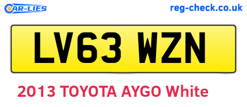 LV63WZN are the vehicle registration plates.
