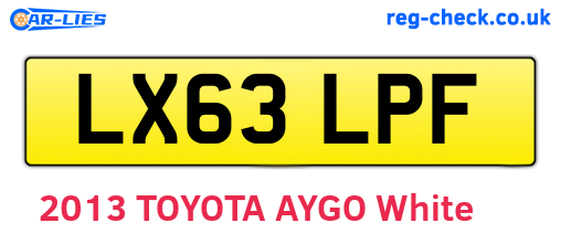 LX63LPF are the vehicle registration plates.