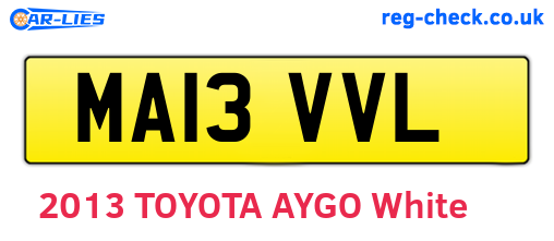 MA13VVL are the vehicle registration plates.