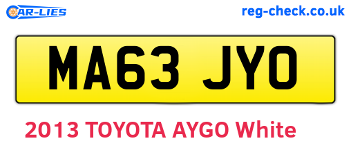 MA63JYO are the vehicle registration plates.