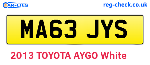 MA63JYS are the vehicle registration plates.