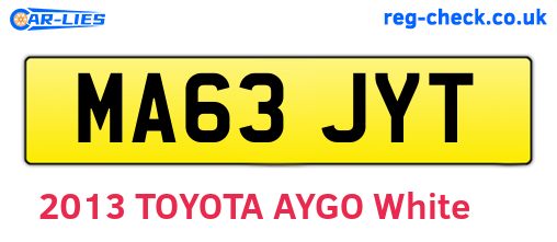 MA63JYT are the vehicle registration plates.