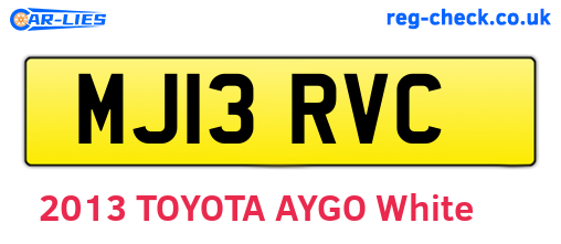 MJ13RVC are the vehicle registration plates.