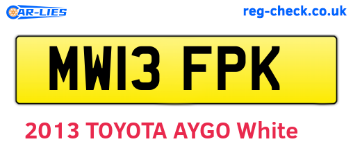MW13FPK are the vehicle registration plates.