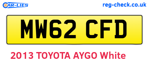 MW62CFD are the vehicle registration plates.