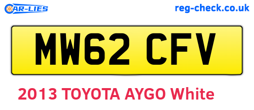 MW62CFV are the vehicle registration plates.