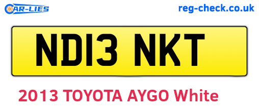 ND13NKT are the vehicle registration plates.