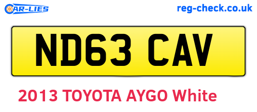 ND63CAV are the vehicle registration plates.
