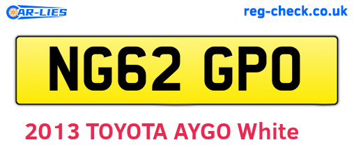 NG62GPO are the vehicle registration plates.