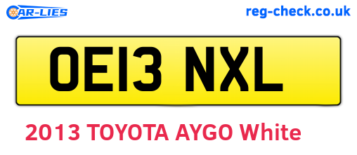 OE13NXL are the vehicle registration plates.