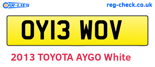 OY13WOV are the vehicle registration plates.