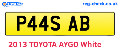 P44SAB are the vehicle registration plates.