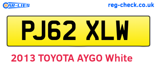 PJ62XLW are the vehicle registration plates.