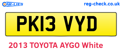 PK13VYD are the vehicle registration plates.