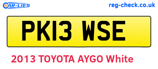 PK13WSE are the vehicle registration plates.