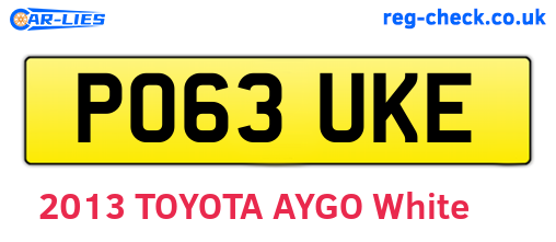 PO63UKE are the vehicle registration plates.