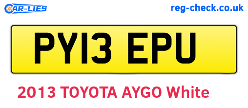 PY13EPU are the vehicle registration plates.