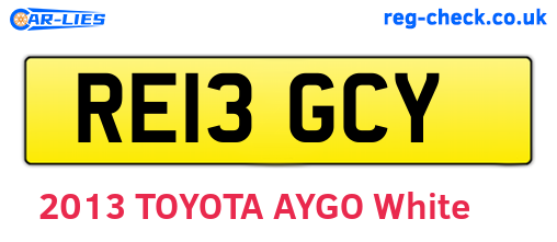 RE13GCY are the vehicle registration plates.