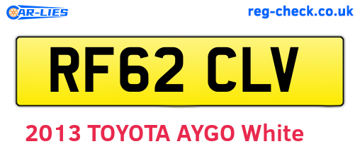 RF62CLV are the vehicle registration plates.