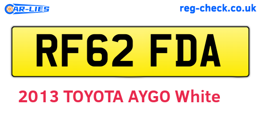 RF62FDA are the vehicle registration plates.