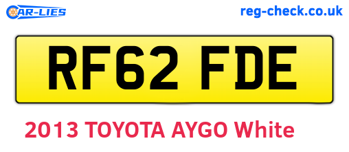 RF62FDE are the vehicle registration plates.