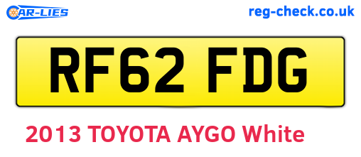 RF62FDG are the vehicle registration plates.